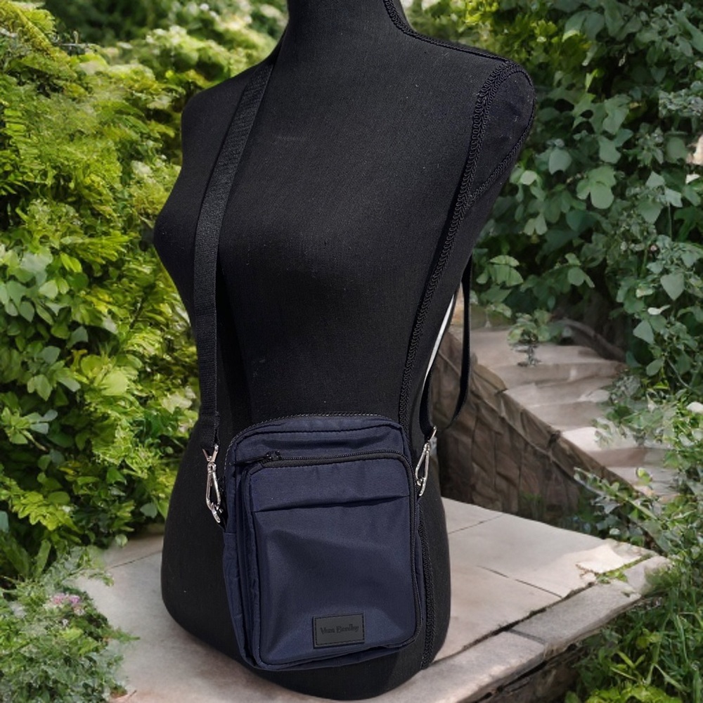 Vera Bradley Unisex Lighten Up Navy Zip Crossbody Compact Bag Adjustable Strap - Picture 12 of 14